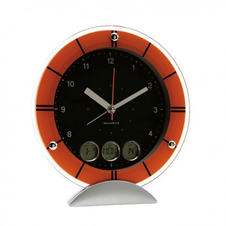 Zegarek na biurko, METEORA, srebrny/pomarańczowy 56-0401527