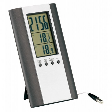 Zegar elektroniczny z termometrem, MARS, srebrny – DOSTĘPNY W WYPRZEDAŻY 56-0401025