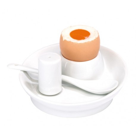 Zestaw do jajek, 3-części, FIRST CLASS, biały/srebrny 56-0340029