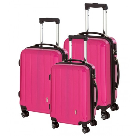 Zestaw walizek na kółkach, LONDON, różowy 56-2210536