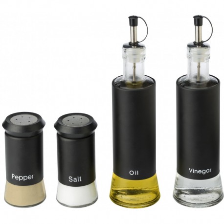 Zestaw pojemników na oliwę, ocet, sól i pieprz V9520-03