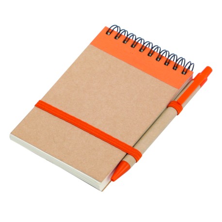 Notes Kraft 90x140/70k gładki z długopisem, pomarańczowy/beżowy R73795.15