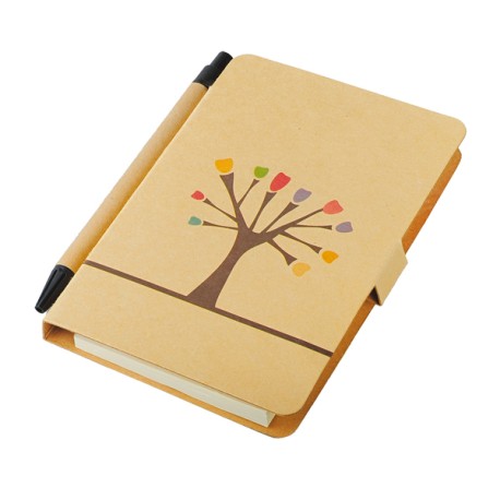 Notes 80x140/50k gładki Tree z długopisem, beżowy R73797.13