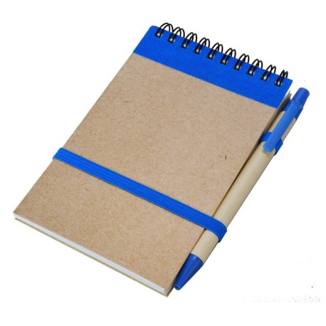 Notes Kraft 90x140/70k gładki z długopisem, niebieski/beżowy R73795.04
