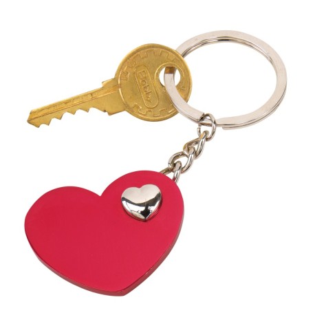 Brelok na klucze HEART-IN-HEART, czerwony, srebrny 56-0407813