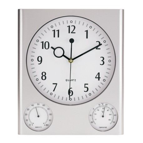 Prostokątny zegar ścienny SATURN, srebrny 56-0401517