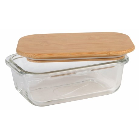 Pudełko na lunch ROSILI M z bambusową pokrywką : pojemność ok. 350 ml, brązowy, transparentny 56-0306027