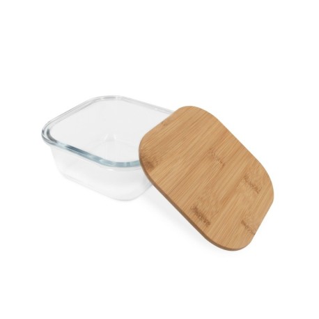 Szklane pudełko śniadaniowe 350 ml, bambusowe wieczko | Aaron V9963-00