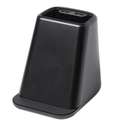 Ładowarka bezprzewodowa 10W, 2 wyjścia USB, pojemnik na przybory do pisania, stojak na telefon V1113-03
