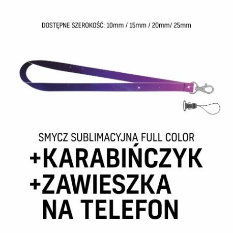 Smycz sublimacyjna full kolor z zawieszką